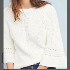 Anthropologie White Knit Sweater